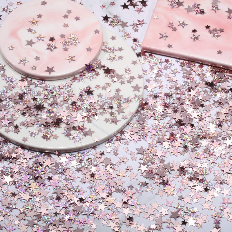 Hestya 60g Star Confetti Glitter Table Confetti Metallic Foil Stars for Christmas Party Wedding Festival Decorations(Glitter Rose Gold Set,10mm and 6mm) - Image 4